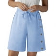 thumbnail image 1 of GUACER Wide Leg Shorts for Women Casual Elastic Waist Drawstring Side Button Fashion Bermuda Shorts, 1 of 8