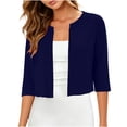 thumbnail image 1 of GUACER Women's 3/4 Sleeve Bolero Shrug, Open Front Collarless Cropped Cardigan for Wedding Guest, Bridal Party & Business Formal, 1 of 7