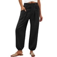 thumbnail image 1 of GUACER Women's Boho Jogger Pants Solid Casual High Waisted Loose Fit with Pockets Lounge Harem Pants, 1 of 8