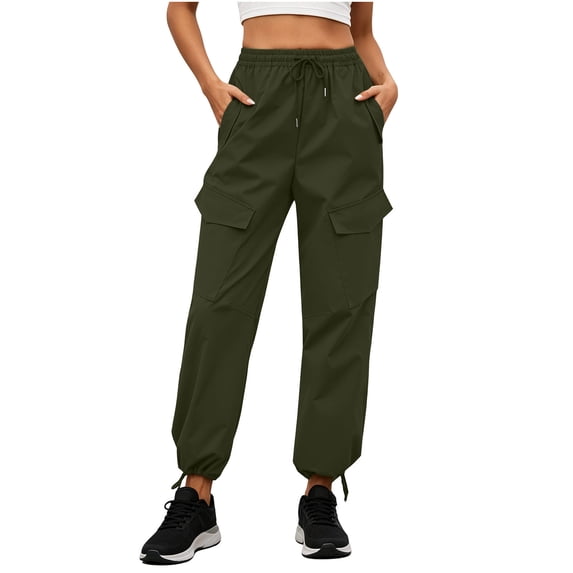 GUACER Women's Cargo Joggers Elastic Waist Drawstring Utility Pants with Pockets Trousers