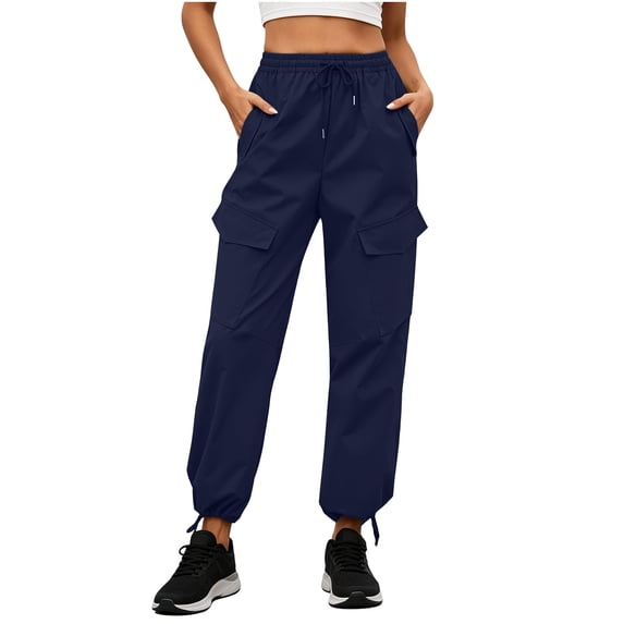 GUACER Women's Cargo Joggers Elastic Waist Drawstring Utility Pants with Pockets Trousers