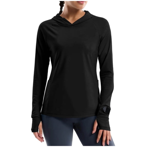 GUACER Women's Hooded Long Sleeve Sun Protection Shirts UPF 50+ Running Tops with Pockets for Ladies