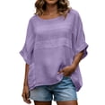 thumbnail image 1 of GUACER Women's Linen Long Sleeve Shirts Casual Dolman Sleeve Tops Round Neck Batwing Sleeves Trendy Summer Clothes, 1 of 9