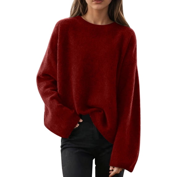 GUACER Women's Oversized Crewneck Sweaters Soft Knit Casual Long Sleeve Pullover Tops for Fall Winter Layering