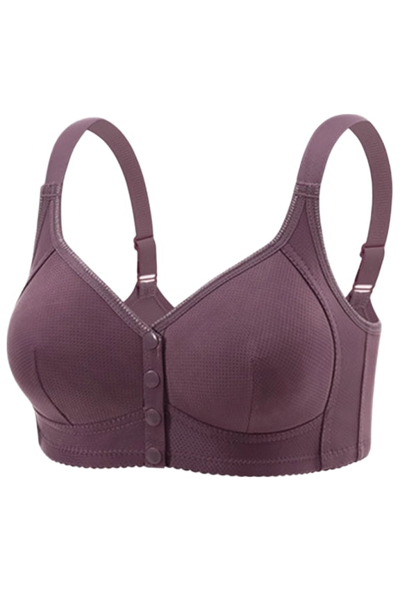 Women's Plus Size Bra Cooling Mesh Wirefree Front Closure Full Coverage Bralette, Breathable Honeycomb Support Bra with Wide Straps