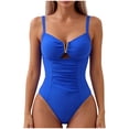 thumbnail image 1 of GUACER Women's Ruched One-Piece Swimsuit with Adjustable Straps Front Cutout Tummy Control Swimwear for Beach & Pool, 1 of 4