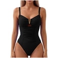 thumbnail image 1 of GUACER Women's Ruched One-Piece Swimsuit with Adjustable Straps Front Cutout Tummy Control Swimwear for Beach & Pool, 1 of 4