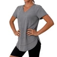 thumbnail image 1 of GUACER Women's Short Sleeve V Neck T Shirts Casual Sport Loose Fit Basic Tops with Curved Hem Blouses for Ladies, 1 of 7
