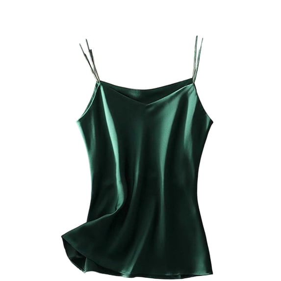 GUACER Women's Silk-Satin Tank Tops V Neck Fluid A-Line Camisole Sleeveless Blouse Dressy Summer Shell Top for Office & Parties