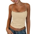 thumbnail image 1 of GUACER Women's Striped Camisole Tops Casual Adjustable Spaghetti Straps Square Neck Slim Fit Crop Tank Shirts, 1 of 8