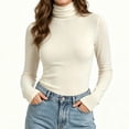 thumbnail image 1 of GUACER Women's Turtleneck Tops Long Sleeve Slim Fit Stretch Knit Shirts Lightweight Layering Undershirts Fall Winter Casual Basics, 1 of 8