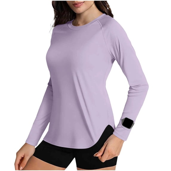 GUACER Women's UPF 50+ Long Sleeve Sun Shirts Rash Guard Casual Crew Neck Quick Dry Athletic Tops