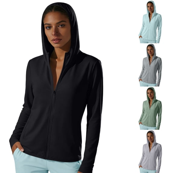 GUACER Women's UPF 50+ Sun Protection Hooded Jacket - Lightweight Breathable Zip-Up Blouses for Outdoor & Travel