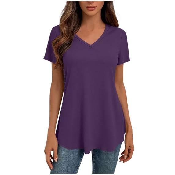 GUACER Women's V-Neck Darted Blouse With Cinched Waist And Short Sleeves