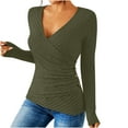 thumbnail image 1 of GUACER Women's V-Neck Wrap Sweaters Casual Loose Fit Long Sleeve Ribbed Knit Shirts for Fall Layering, 1 of 9