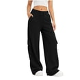 thumbnail image 1 of GUACER Women's Wide Leg Pants with Drawstring Waist & Pockets in Soft Brushed Fleece Cargo Sweatpants for Casual & Athletic, 1 of 9