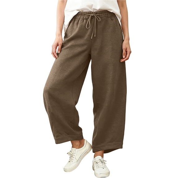 GUACER Womens Barrel Leg Sweatpants Drawstring Lounge Elastic Waisted with Pockets Wide Leg Pants
