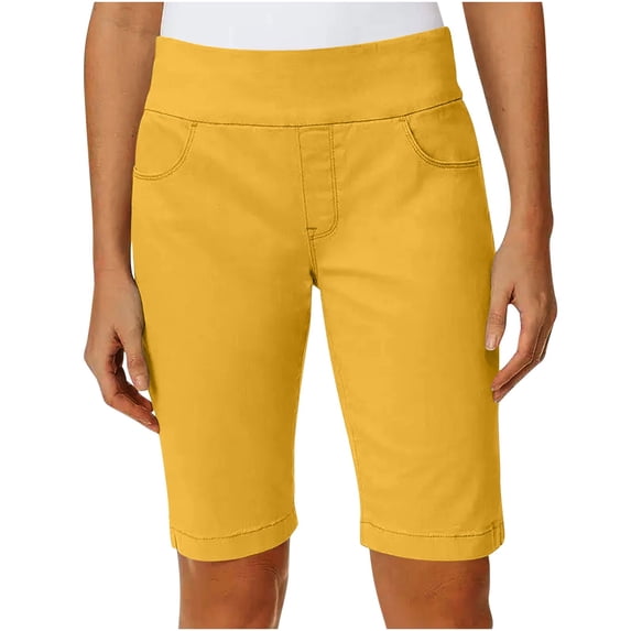 GUACER Womens Bermuda Shorts Trendy Stretchy High Waistband Classic Pockets Breathable Knee Length Hiking Shorts