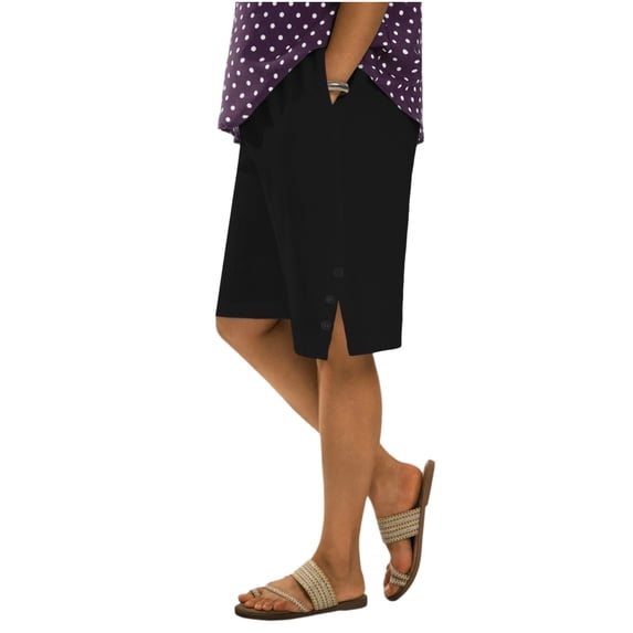 GUACER Womens Cotton Linen Shorts High Waisted with Pockets Side Button Casual Loose Fit Summer Shorts