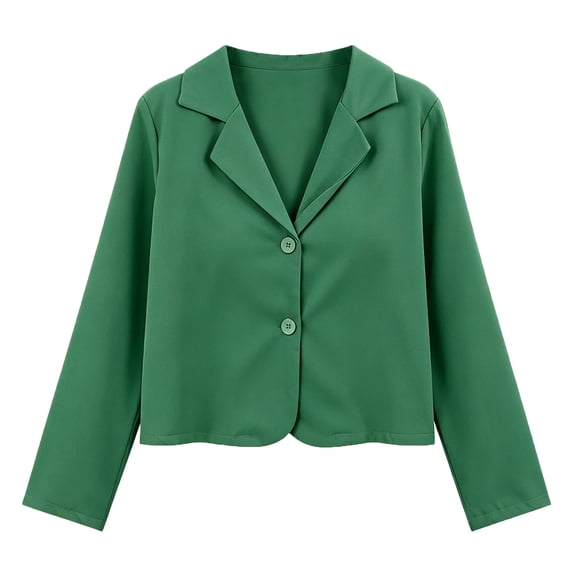 GUACER Womens Cropped Blazer Button Long Sleeve Notch Lapel Jacket, Casual Office Wear