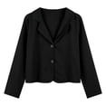 thumbnail image 1 of GUACER Womens Cropped Blazer Button Long Sleeve Notch Lapel Jacket, Casual Office Wear, 1 of 5