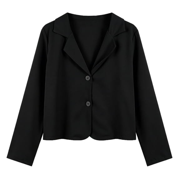 GUACER Womens Cropped Blazer Button Long Sleeve Notch Lapel Jacket, Casual Office Wear