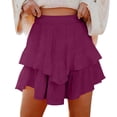 thumbnail image 1 of GUACER Womens Cute Summer Skirt High Rise Solid Color Asymmetrical Tiered Ruffle Mini Skirt Flowy Y2K Skater Skirt, 1 of 7