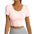 thumbnail image 1 of GUACER Womens Gym Crop Tops Slim Fit Scoop Neck Short Sleeves Breathable High Stretch Quick Dry Cropped Length Versatile Activewears, 1 of 7