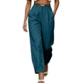 thumbnail image 1 of GUACER Womens High-Waisted Pleated Trousers with Pockets Belt Loop Detail - Classic Straight-Leg Pants for Office & Casual Wear, 1 of 7