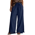 thumbnail image 1 of GUACER Womens Linen Wide Leg Pants Drawstring with Tassels & Pockets Palazzo Trousers for Beach & Casual Wear, 1 of 6