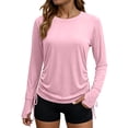 thumbnail image 1 of GUACER Womens Long Sleeve Shirts Casual Sun Protection Round Neck Drawstring with Thumb Holes Quick Dry Sweat Tops, 1 of 8