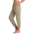 thumbnail image 1 of GUACER Womens Lounge Pants Cotton Linen Elastic High Waisted Pockets Joggers Pants, 1 of 5