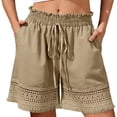 thumbnail image 1 of GUACER Womens Lounge Shorts Comfy Elastic Waisted Drawstring Lace Trim Boho Ruffle Shorts, 1 of 8