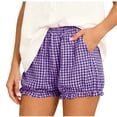 thumbnail image 1 of GUACER Womens Lounge Shorts Trendy Gingham Ruffle Hem Elastic Waist with Pockets Breathable Pajama Shorts, 1 of 5
