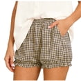 thumbnail image 1 of GUACER Womens Lounge Shorts Trendy Gingham Ruffle Hem Elastic Waist with Pockets Breathable Pajama Shorts, 1 of 5