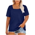 thumbnail image 1 of GUACER Womens Plus Size Tops Short Sleeve Casual Square Neck Puff Sleeve Blouses Loose Summer T Shirts, 1 of 6