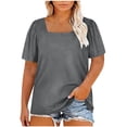 thumbnail image 1 of GUACER Womens Plus Size Tops Short Sleeve Casual Square Neck Puff Sleeve Blouses Loose Summer T Shirts, 1 of 6