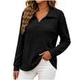 thumbnail image 1 of GUACER Womens Plus Size V-Neck Long Sleeve Tops Collared Ribbed Knit Loose Pullover Sweaters Soft Casual Fall Winter Blouses, 1 of 6