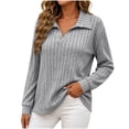 thumbnail image 1 of GUACER Womens Plus Size V-Neck Long Sleeve Tops Collared Ribbed Knit Loose Pullover Sweaters Soft Casual Fall Winter Blouses, 1 of 6