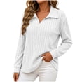 thumbnail image 1 of GUACER Womens Plus Size V-Neck Long Sleeve Tops Collared Ribbed Knit Loose Pullover Sweaters Soft Casual Fall Winter Blouses, 1 of 6
