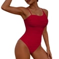 thumbnail image 1 of GUACER Womens Ribbed One Piece Swimsuit with Tummy Control Square Neck Thin Strap Monokini Bathing Suit for Beach Pool, 1 of 9