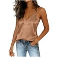thumbnail image 1 of GUACER Womens Satin Cami Tank Tops V Neck Racerback Seam Detail Camisole Sleeveless Soft Smooth Blouse Casual Summer Going Out Top, 1 of 5