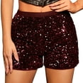 thumbnail image 1 of GUACER Womens Sequin Shorts Fashion Shiny Solid Color High Elastic Waist Casual Party Shorts, 1 of 4