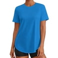 thumbnail image 1 of GUACER Womens Short Sleeve Shirts Crew Neck Curved Hem Tunic Tops Soft Stretchy Workout Athletic Yoga Casual Tees, 1 of 8