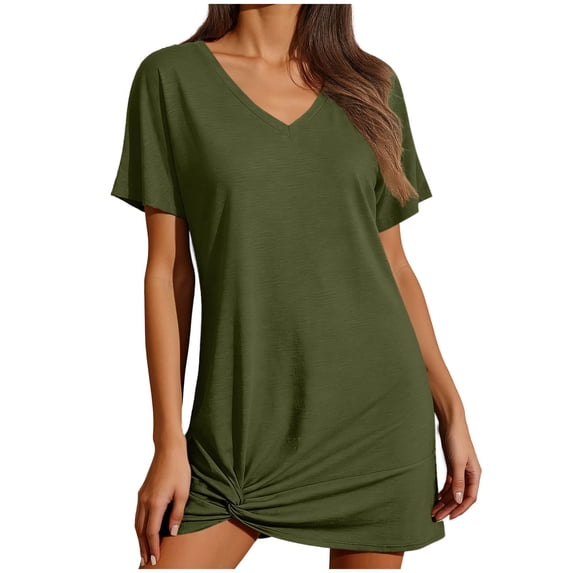 GUACER Womens Short Sleeve Swimsuit Cover Ups Beach Sundress V Neck Casual Summer Cover Twisted Mini Dresses