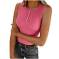 thumbnail image 1 of GUACER Womens Sleeveless Tops Round Neck Knit Ribbed with Button Trendy Tank Tops, 1 of 6