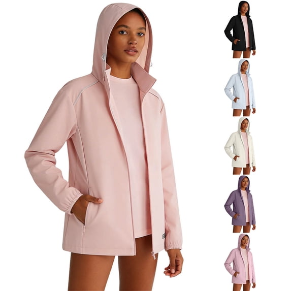 GUACER Womens Softshell Hooded Jacket Wind-Resistant & Breathable Full-Zip Active Coat with Pockets for Hiking & Outdoor