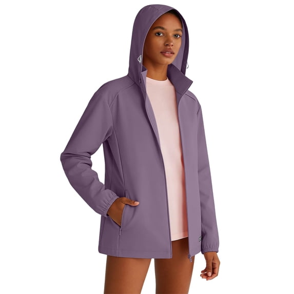 GUACER Womens Softshell Hooded Jacket Wind-Resistant & Breathable Full-Zip Active Coat with Pockets for Hiking & Outdoor