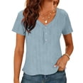 thumbnail image 1 of GUACER Womens Summer T Shirts Fashion V Neck Button Eyelet Mesh Breathable Business Short Sleeve Tops, 1 of 9