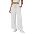 thumbnail image 1 of GUACER Womens Wide Leg Linen Blend Pants High Waist Drawstring Casual Lounge Trousers with Pockets, 1 of 6